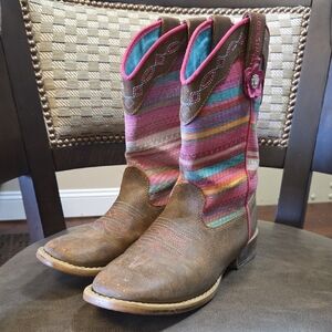 Twister Kids Boots with Pink and Brown Stripes